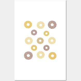 Donuts pattern - brown and beige. Posters and Art